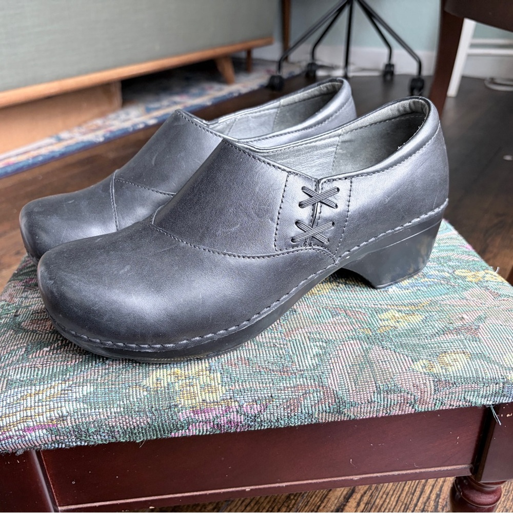 Dansko Black Leather Mules
